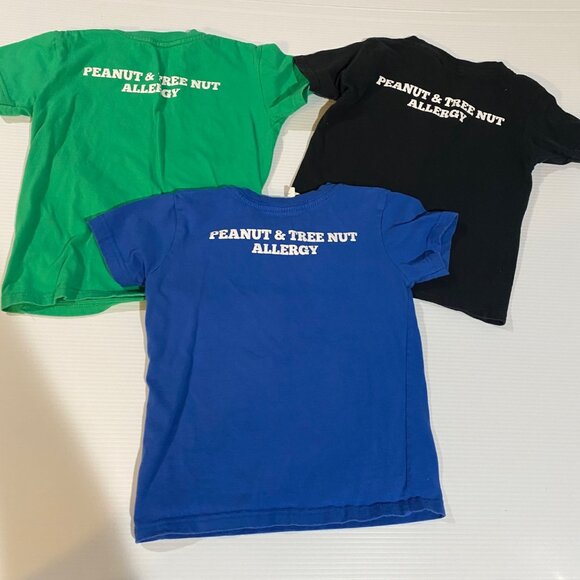 size 4/4T child/kids Peanut Tree Nut Allergy alert tee t-shirt lot of 3 boys/gir - Picture 4 of 8